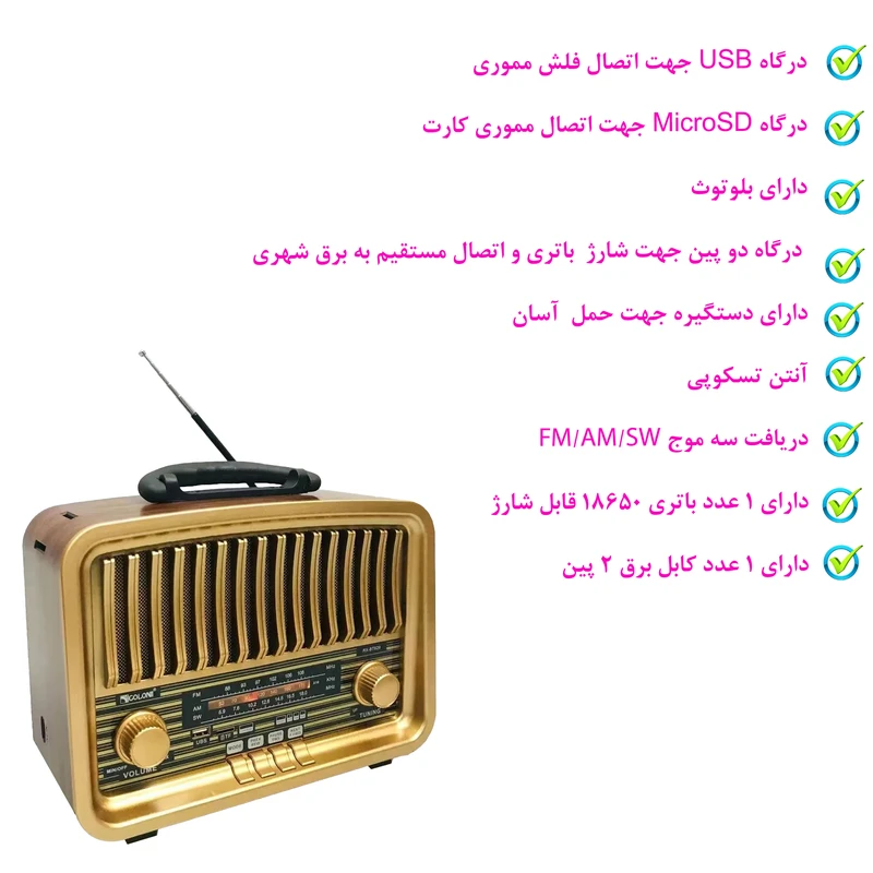 رادیو طرح چوب گولون RX-BT9294